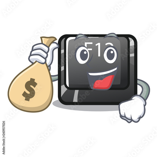 With money bag button f12 on a keyboard mascot