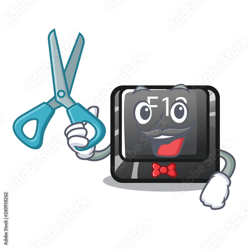 Barber button f12 on a keyboard mascot