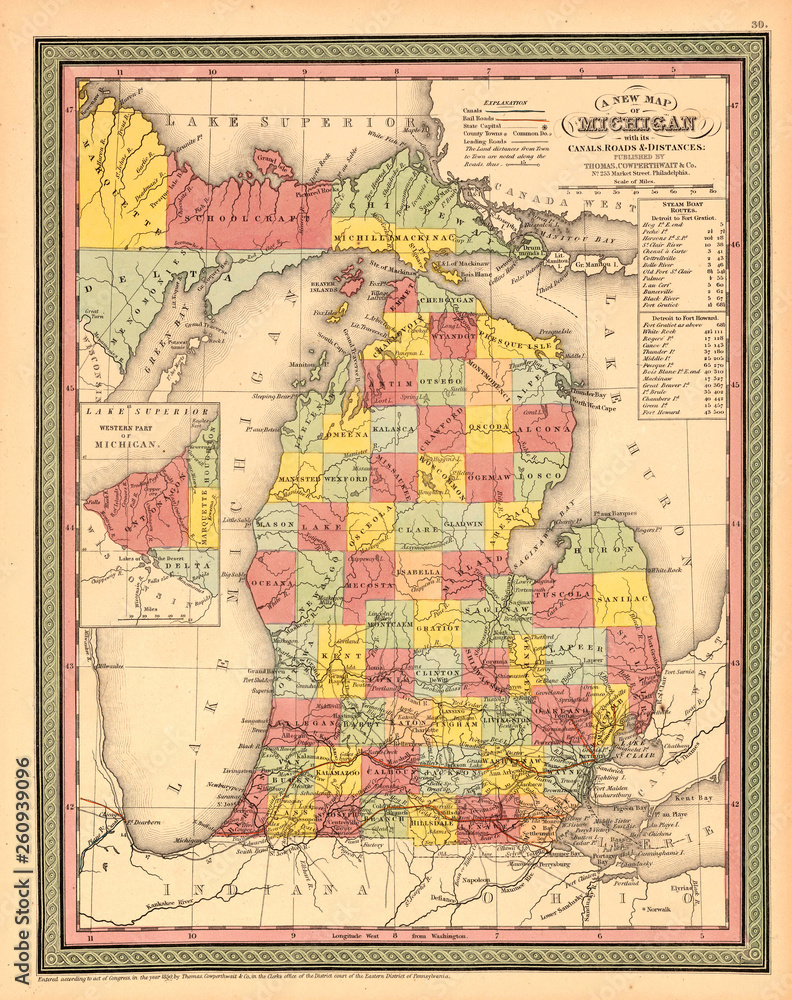 Fototapeta premium Old map. Engraving image