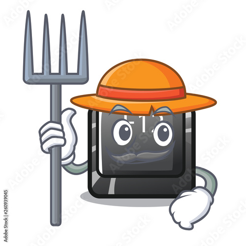 Farmer button f12 on a keyboard mascot