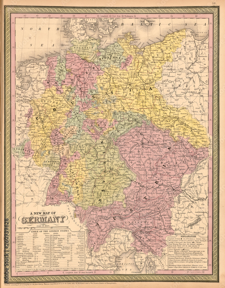 Fototapeta premium Old map. Engraving image