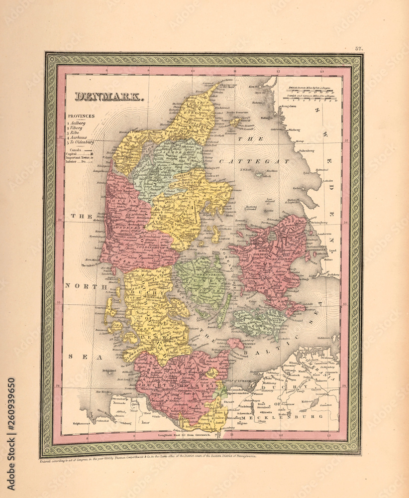 Fototapeta premium Old map. Engraving image