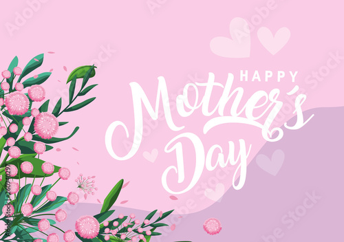 happy mother day card with flowers decoration