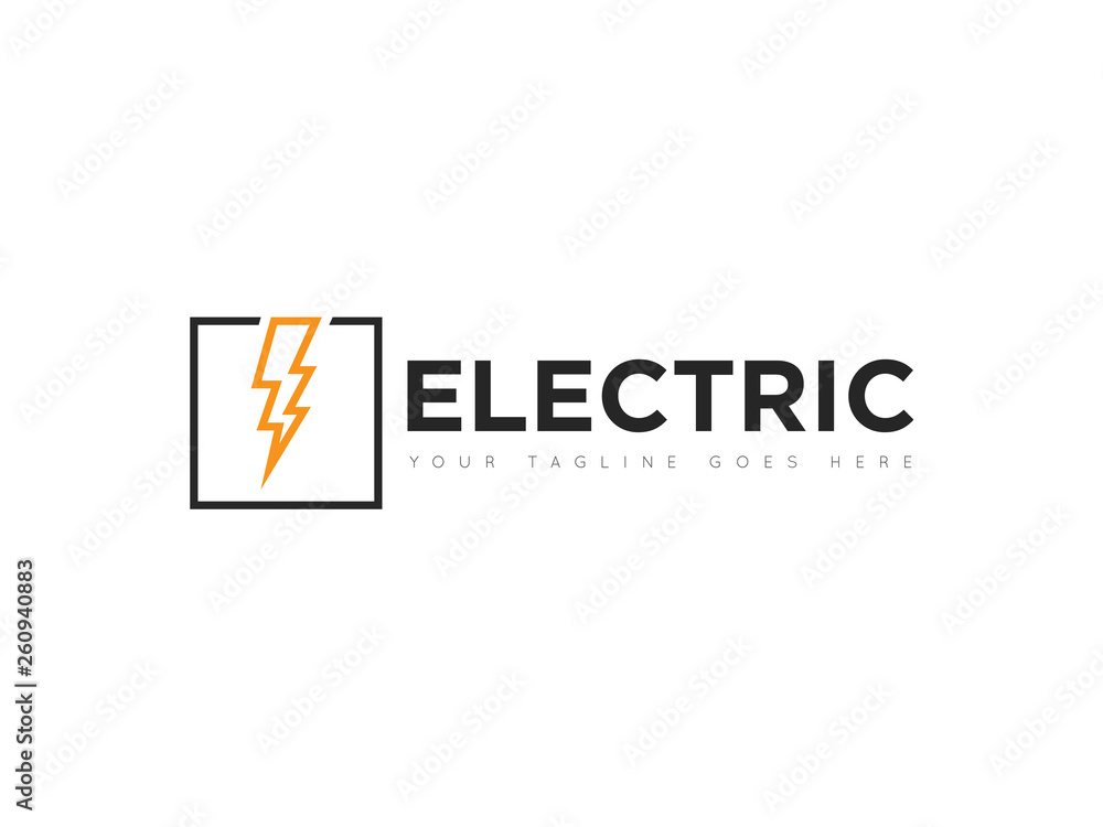 Obraz premium electric thunder storm logo and icon vector illustration design template