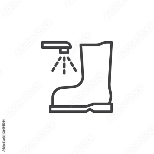 Wash your shoes line icon. linear style sign for mobile concept and web design. Boot wash outline vector icon. Mandatory sign symbol, logo illustration. Pixel perfect vector graphics