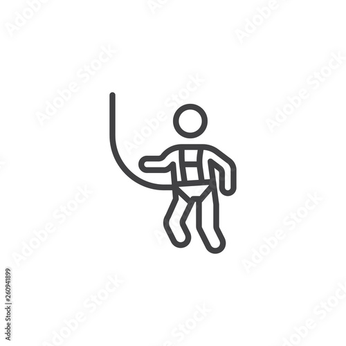 Wear Safety Harness line icon. linear style sign for mobile concept and web design. Mandatory action sign outline vector icon. Symbol, logo illustration. Pixel perfect vector graphics