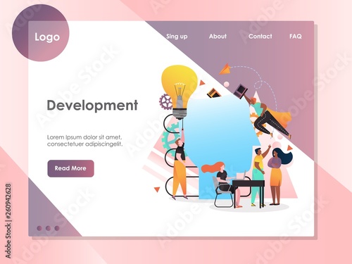 Development vector website landing page design template
