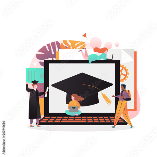 Online education vector concept for web banner, website page