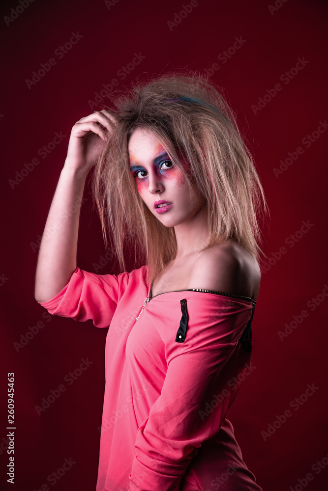 Attractive young girl with disheveled hair Attractive young girl with disheveled hair