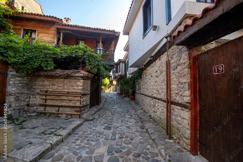 NESSEBAR, BULGARIA, August 9, 2018 - Street in old town of Nessebar, Burgas Region, Bulgaria