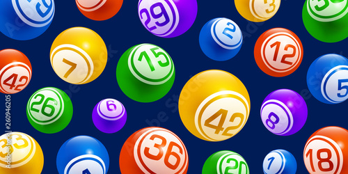 Vector motion colorful lottery bingo balls isolated on dark background