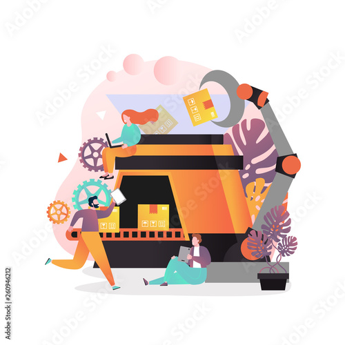 Industrial automation vector concept for web banner, website page