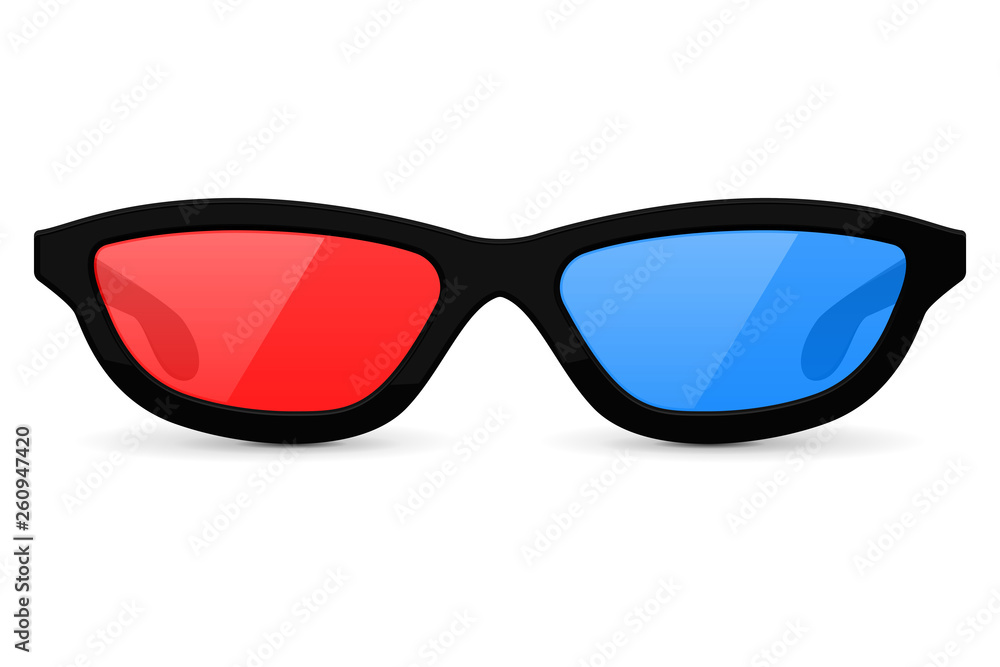 3d movie glasses. Red and blue spectacles 3d movie glasses. Red and blue spectacles