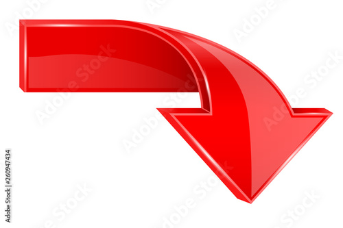 Red down 3d button