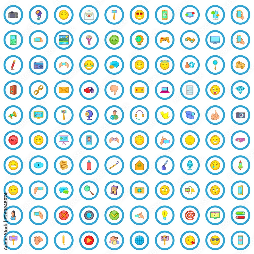 100 social media icons set in cartoon style for any design vector illustration 100 social media icons set in cartoon style for any design vector illustration