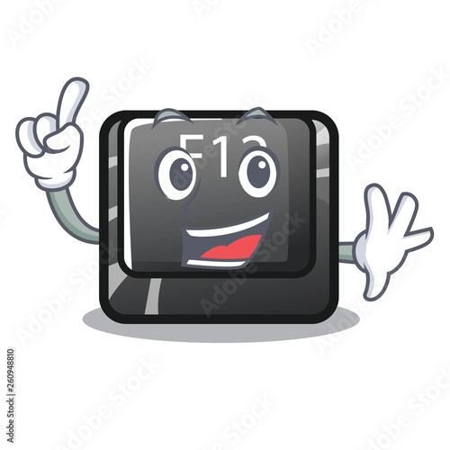 Finger f12 button installed on cartoon computer
