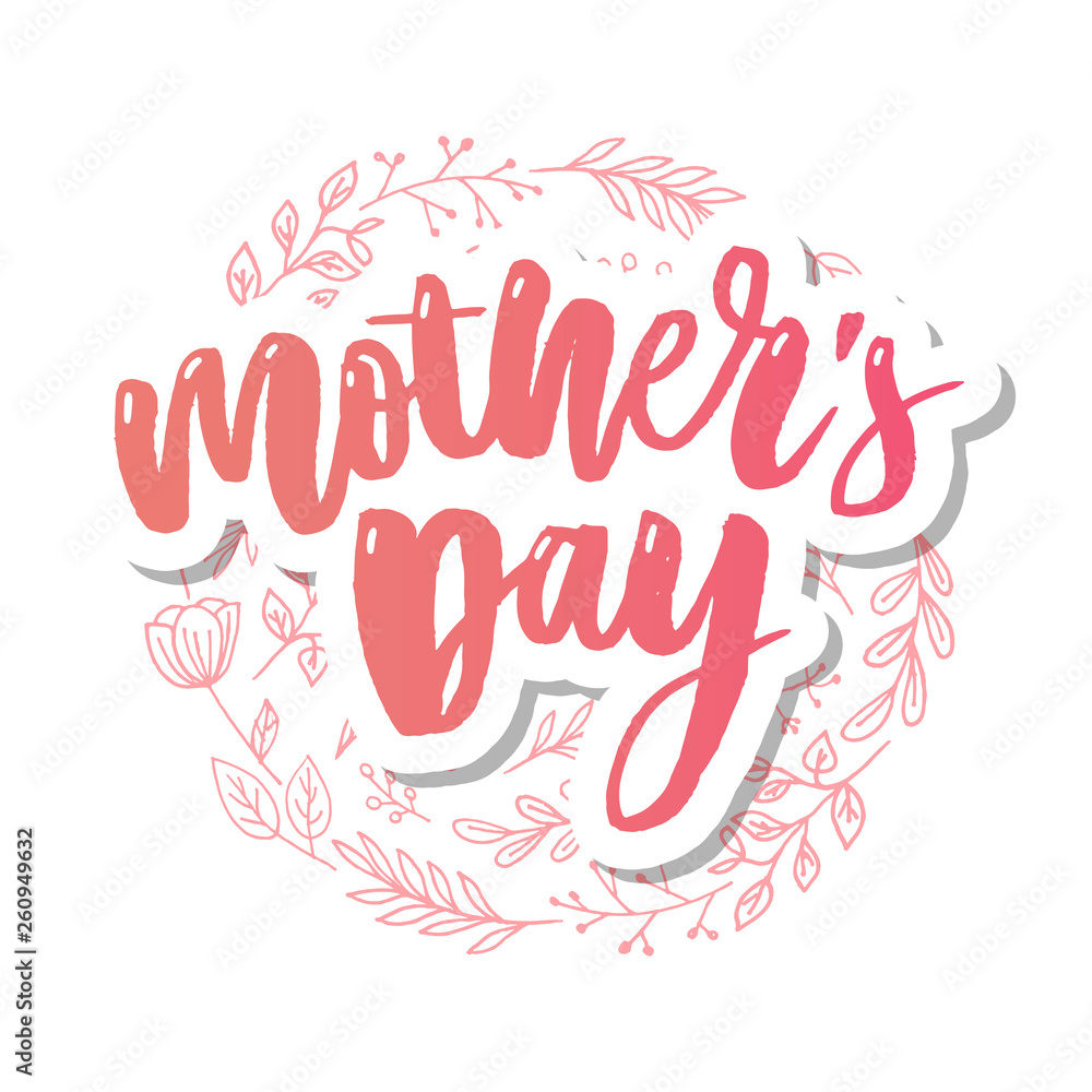 Happy Mothers Day elegant typography pink banner. Calligraphy text and heart in frame on red background for Mother's Day. Best mom ever vector illustration