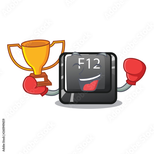 Boxing winner f12 button installed on cartoon computer