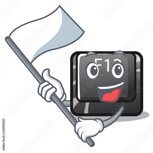 With flag f12 button installed on cartoon computer