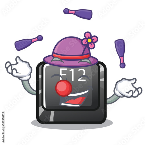 Juggling f12 button installed on cartoon computer