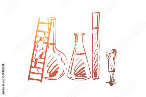 Water, chemical, science, lab, scientific concept. Hand drawn isolated vector.