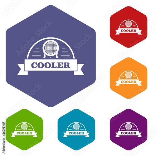 Air cooler icons vector colorful hexahedron set collection isolated on white 