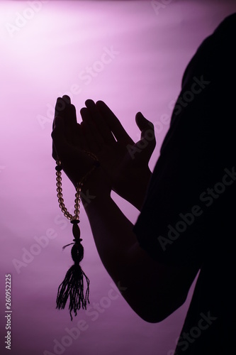 Canvas Print The concept of praying in the stillness of the night
