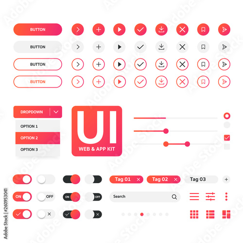 UI kit web & application pink gradient template