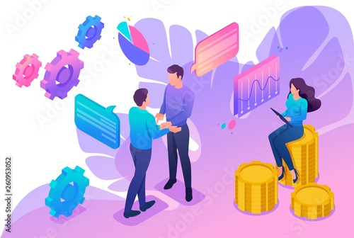 Isometric Concept Teamwork to Create a Solution
