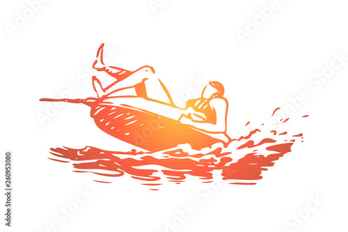 Water, sea, summer, attraction, banana concept. Hand drawn isolated vector.