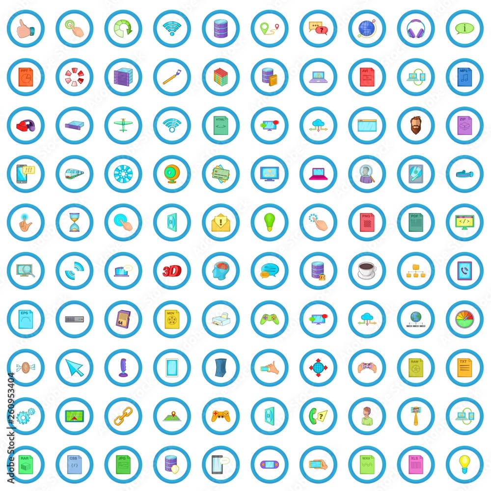 100 software icons set in cartoon style for any design vector illustration 100 software icons set in cartoon style for any design vector illustration