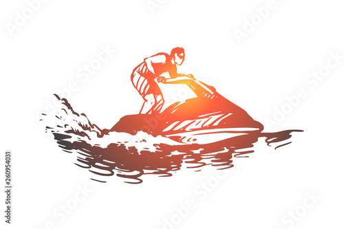 Sea, summer, water, hydro cycle, activity concept. Hand drawn isolated vector.