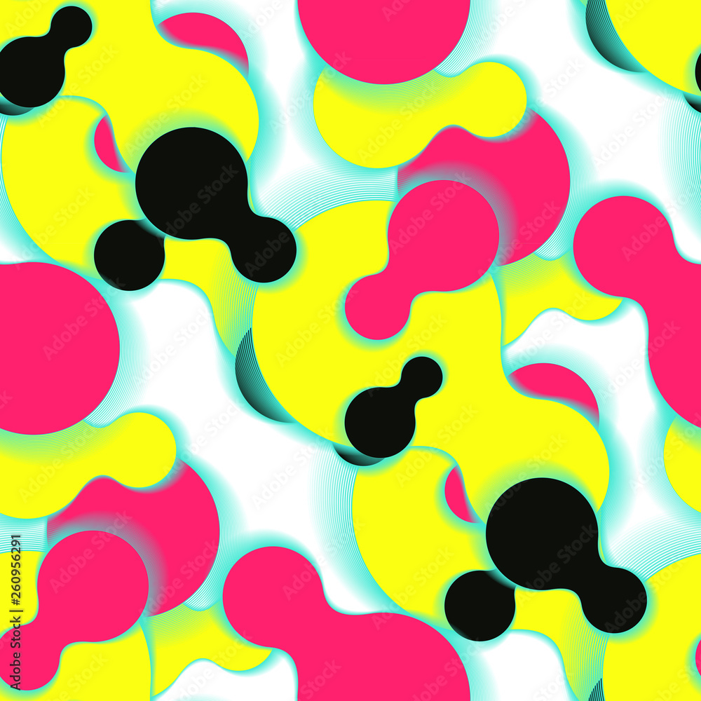 Fototapeta abstract seamless pattern with blobs shapes vivid pop shades