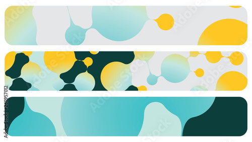 abstract banners set with connected bubbles watercolor style