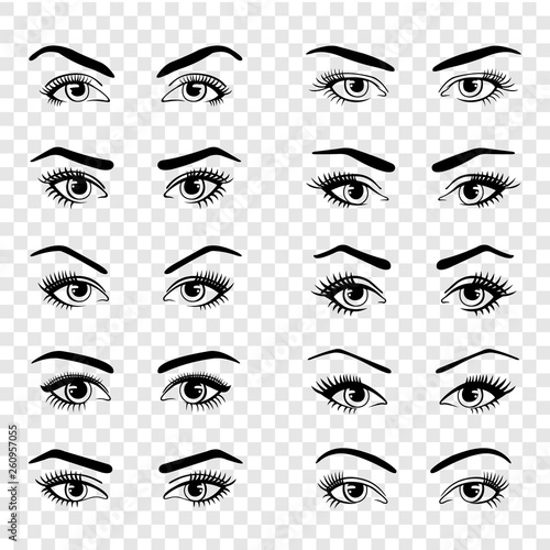 Set of various types of female eyes.