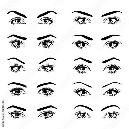 Set of various types of female eyes.