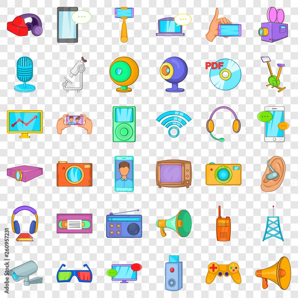 Electronic gadget icons set. Cartoon style of 36 electronic gadget vector icons for web for any design