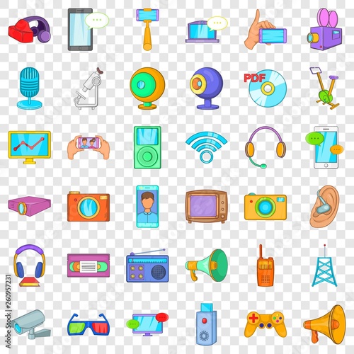 Electronic gadget icons set. Cartoon style of 36 electronic gadget vector icons for web for any design