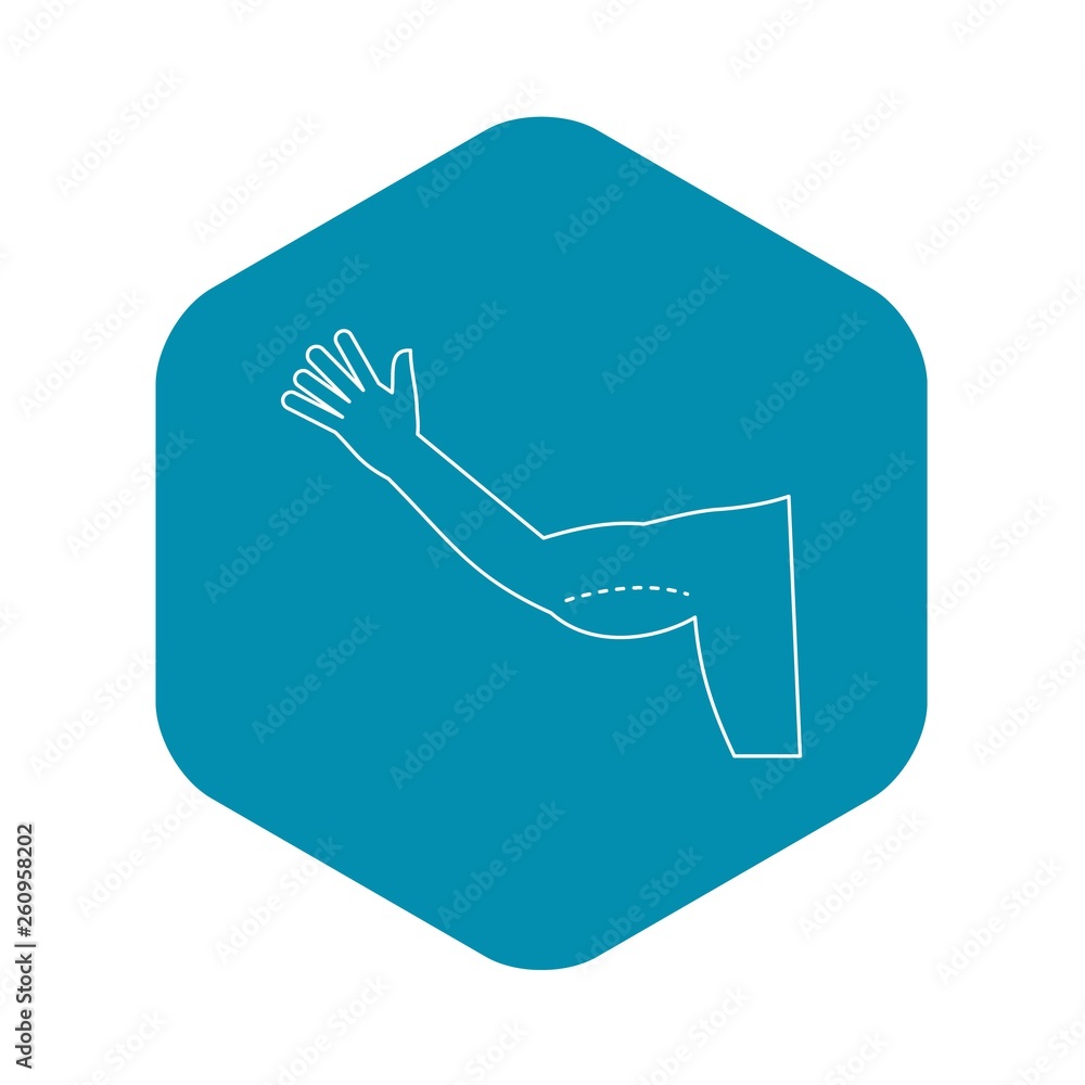 Plastic surgery, flabby arm correction icon. Outline illustration of