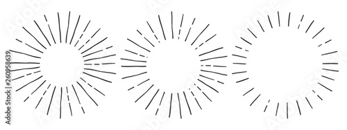 Set of vintage hand drawn sunbursts