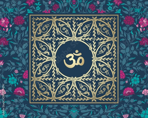 aum syllable, paisley design ,Hinduism, India	