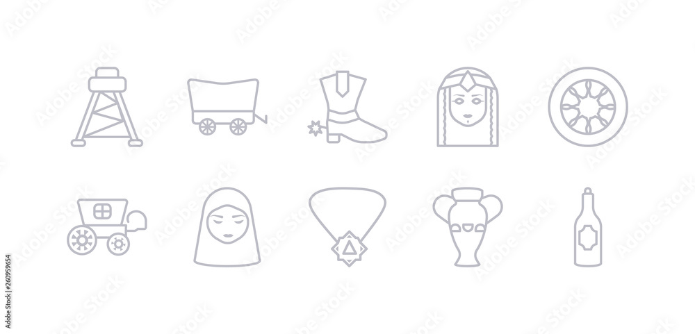 simple gray 10 vector icons set such as alcohol bottle, amphora, amulet, arab, carriage, cart wheel, cleopatra. editable vector icon pack simple gray 10 vector icons set such as alcohol bottle, amphora, amulet, arab, carriage, cart wheel, cleopatra. editable vector icon pack