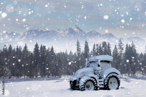 tractor on snow