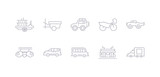 simple gray 10 vector icons set such as metro, minibus, minivan, monorail, monster truck, motorbike, off road. editable vector icon pack