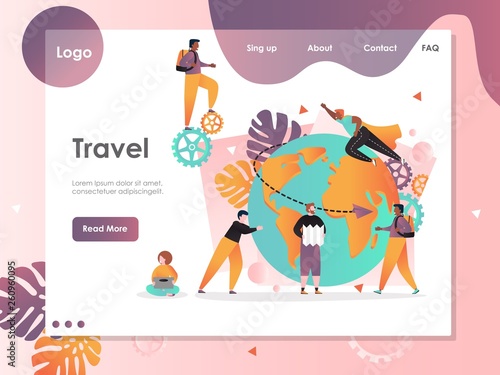 Travel vector website landing page design template