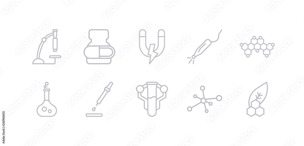 simple gray 10 vector icons set such as biology, cells, chemistry, dropper, flask, formula, laser. editable vector icon pack simple gray 10 vector icons set such as biology, cells, chemistry, dropper, flask, formula, laser. editable vector icon pack