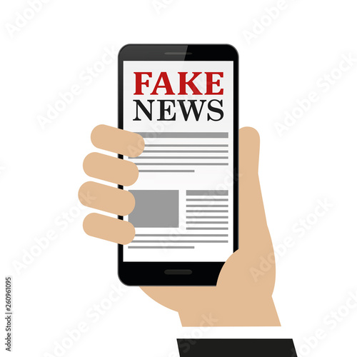 person reads fake news on the smartphone isolated on white background vector illustration EPS10