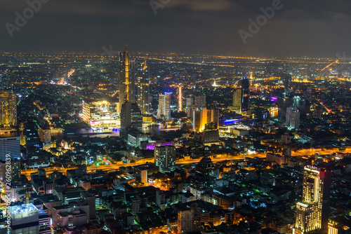 High view of Bangkok city in night time © rukawajung
