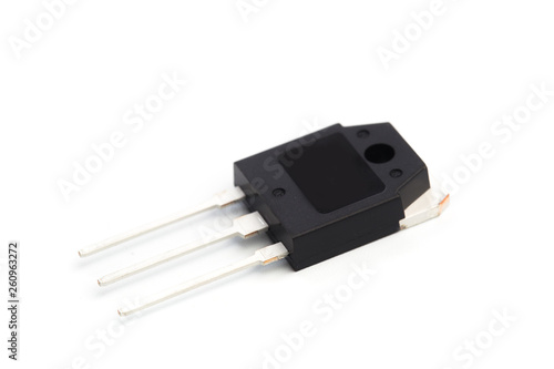 Photos Electronic transistor  isolated on white background macro shot