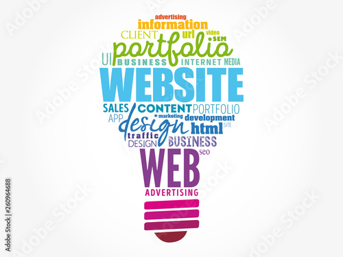 WEBSITE light bulb word cloud, business concept background
